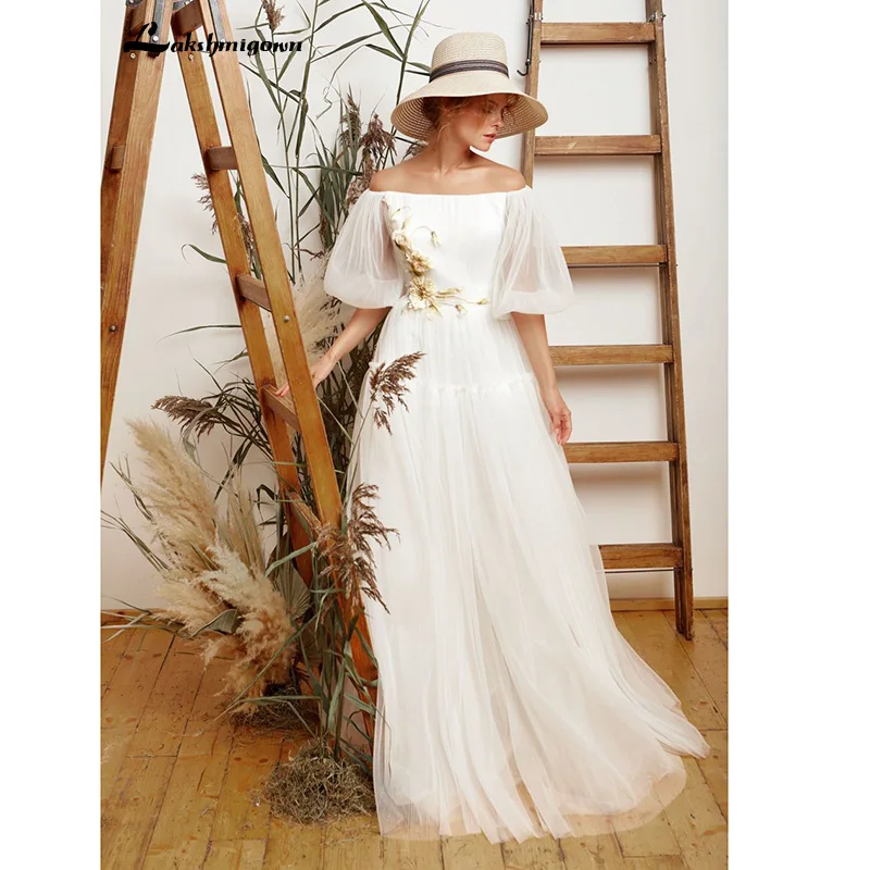 Простой Тюль свадебное платье 2020 элегантные свадебные платья в форме трапеции De