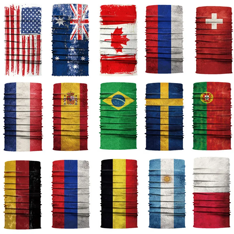 

National Flags Turban Cycling Face Neck Scarf Mask MBT Bicycle Motorcycle Polyester Windproof Sunscreen Outdoor Mask World Cup