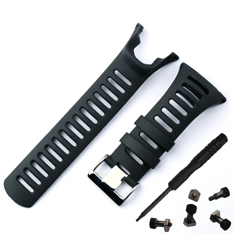 Silverbuckle screw2 Резиновый ремешок для часов Suunto Ambit 3 пиковый/спортивный/бег/2/2 S/2R/1 умный браслет со стальной застежкой - Цвет ремешка: Silverbuckle screw2