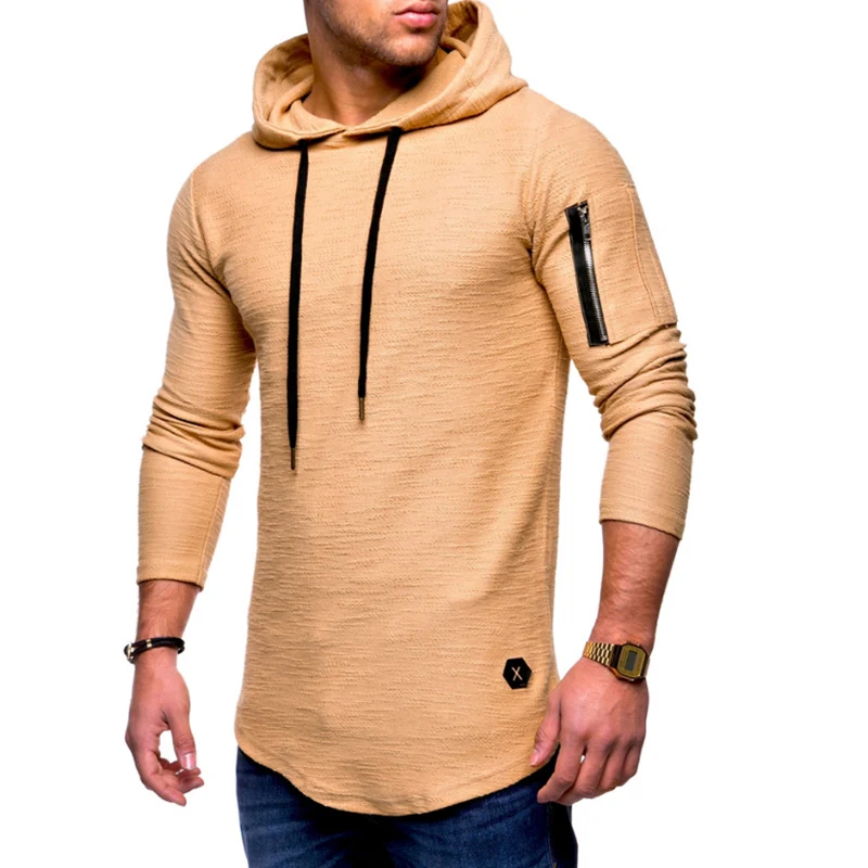 Мужская толстовка на молнии однотонная с капюшоном в стиле хип хоп Осень зима