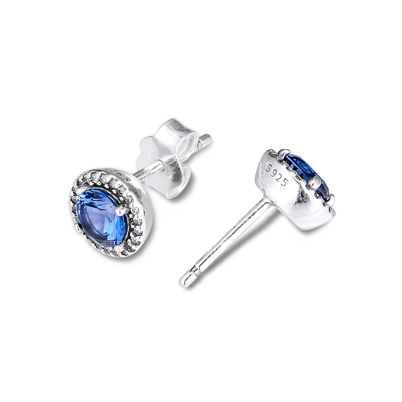 Женские синие серьги-гвоздики из серебра 100% пробы | Украшения и аксессуары