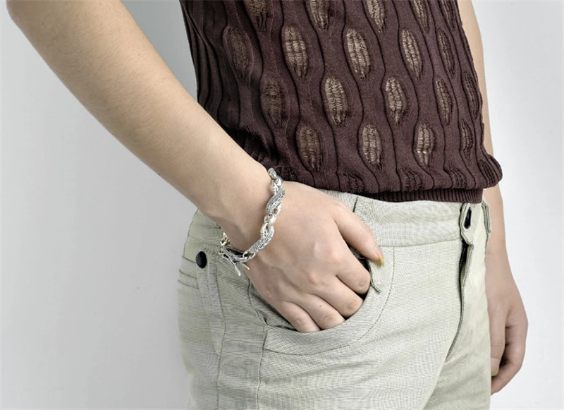 Браслет цепочка серебряный в античном стиле для мужчин и