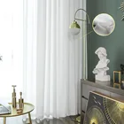 Белая шифоновая Тюлевая занавеска для гостиной, мягкая сплошная занавеска для спальни, кухни, отделка окон, драпировка, украшение