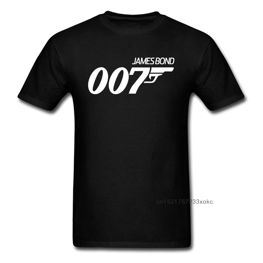 Camiseta con estampado de pistola para hombre, ropa de calle de algodón, personalizada, de manga corta, ajustada, James Bond 007