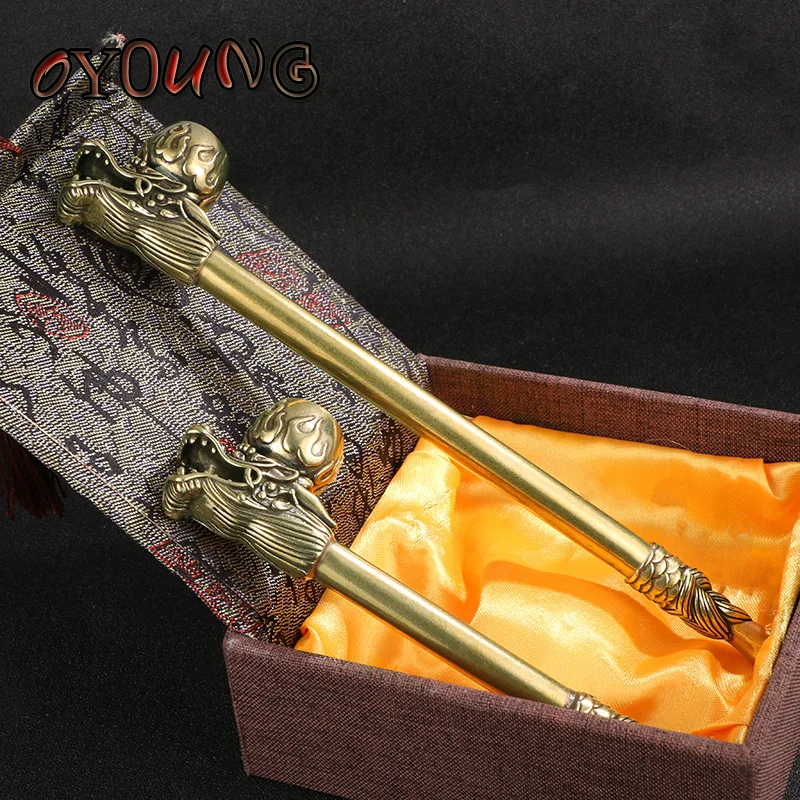 

Античный латунный держатель для сигарет с головой дракона, наполнитель для табачной трубки, Креативные аксессуары, подарок