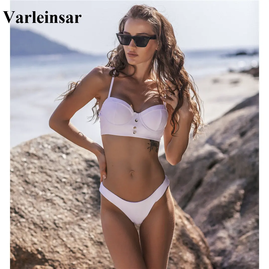Новый белый женский купальник бикини пуш ап 2020 комплект из двух частей купальный