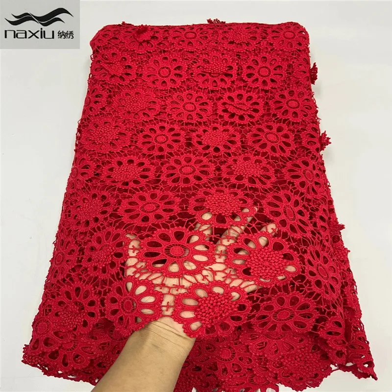 

Madison 2020 New Design African Cord Lace Fabric High Quality Water Soluble Guipure Cord Lace Cutout Net For Wedding Party