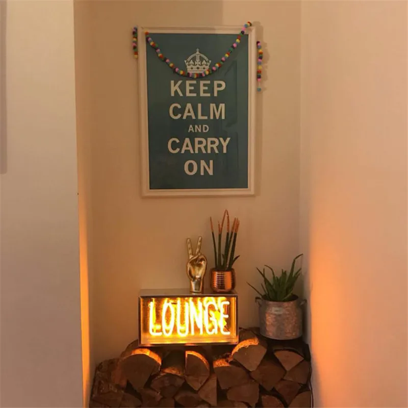 Ночник светодиодный настольный свет вечерние бар железная коробка неоновые