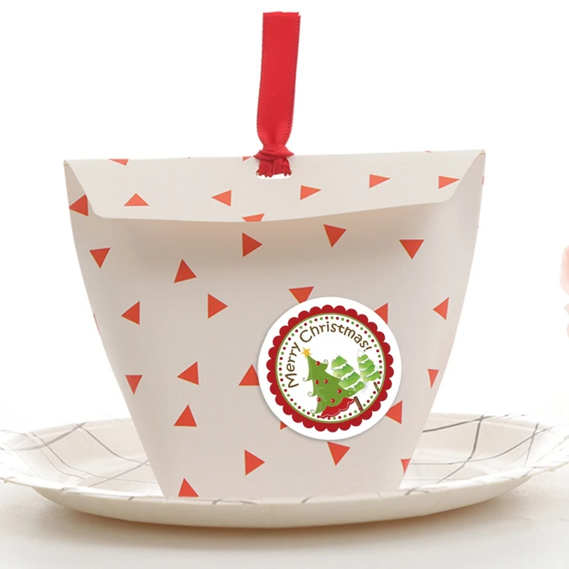 

500Pcs/Roll Christmas Decoration Label Christmas Tree Sealing Sticker 8 Styles Cartoon Printed Sticker