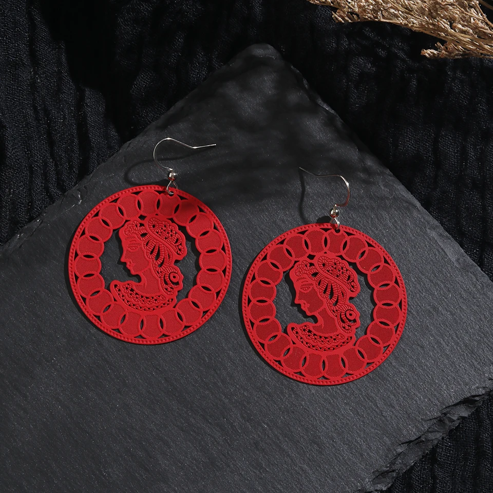 Charming Romantic And Sweet Copper Sheet With Rubber Paint Round Hollow Dangling 2019 Fashion Earrings For Women Accessories | Украшения и