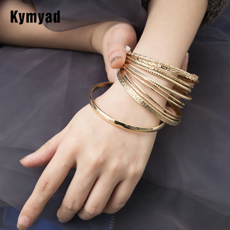Модный браслет золотого цвета с круглым браслетом Kymyad 11 шт./компл.|bangles fashion|bracelets &