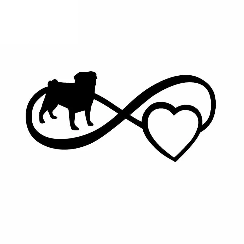Автомобильная наклейка милая мопса любовь бесконечное сердце собака ПВХ для