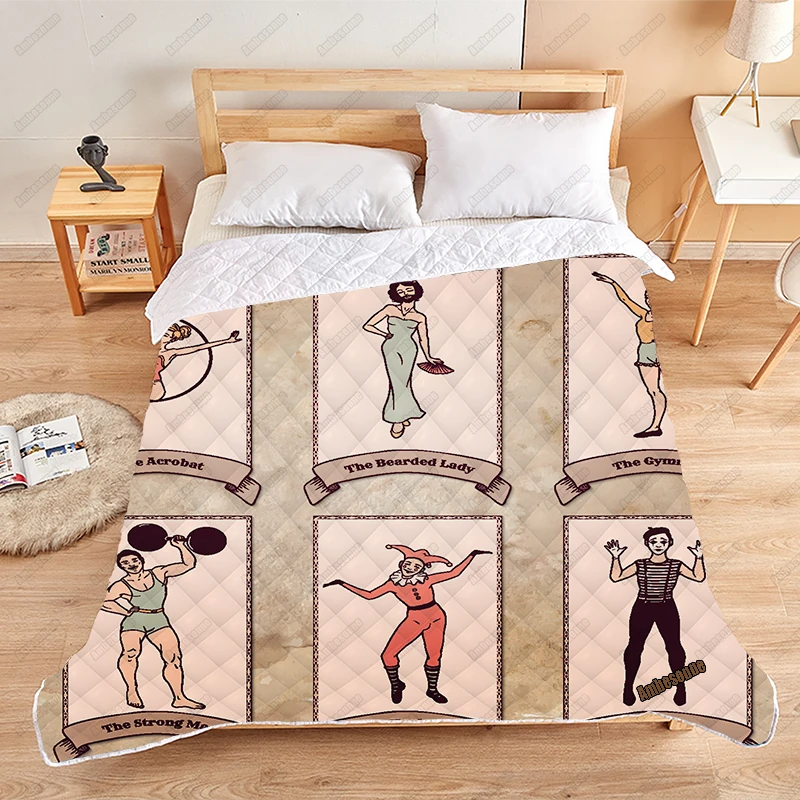 

Print on Demand Summer Quilt Vintage Circus Characters Coverlet Thin Quilts Plaids and Covers Dropshipping Bedspread Dorm Covers