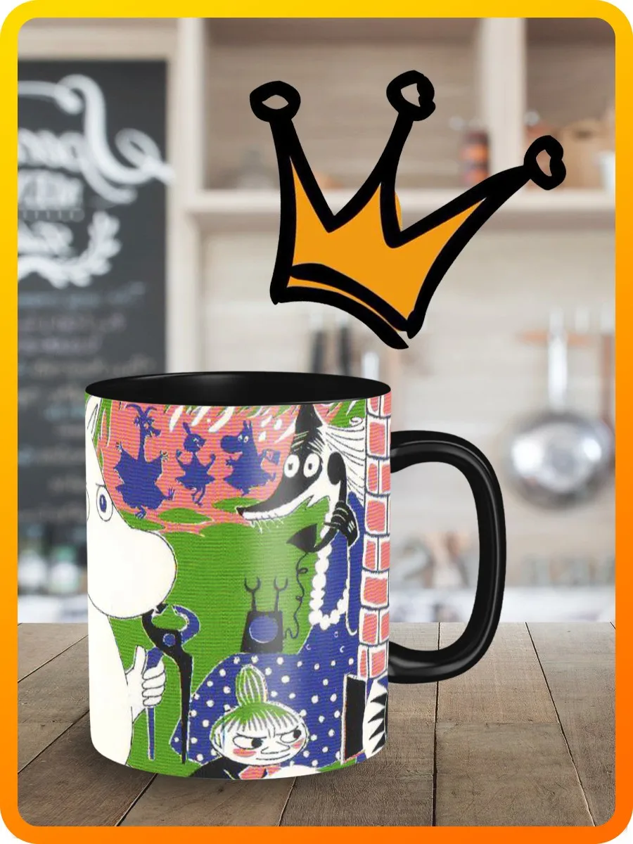 Кружка черная мультфильм муми тролль moomin - 6699 | Дом и сад