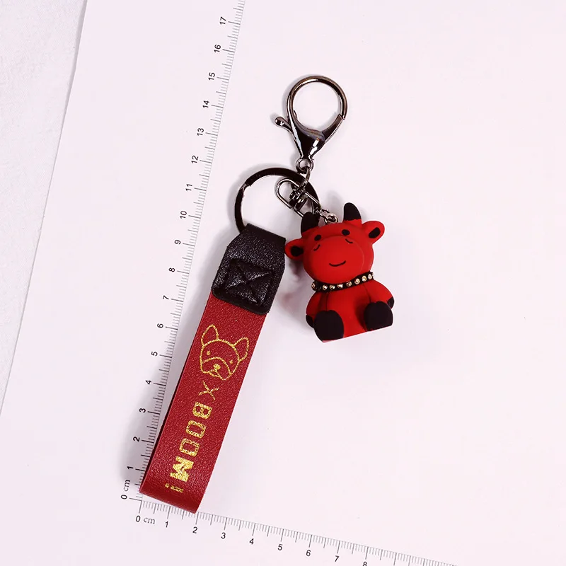 

Fashion Punk French Bull Keychain PU Leather Cow Keychains for Women Bag Jewelry Trinket Men's Car Key Ring Key Chain Pendant