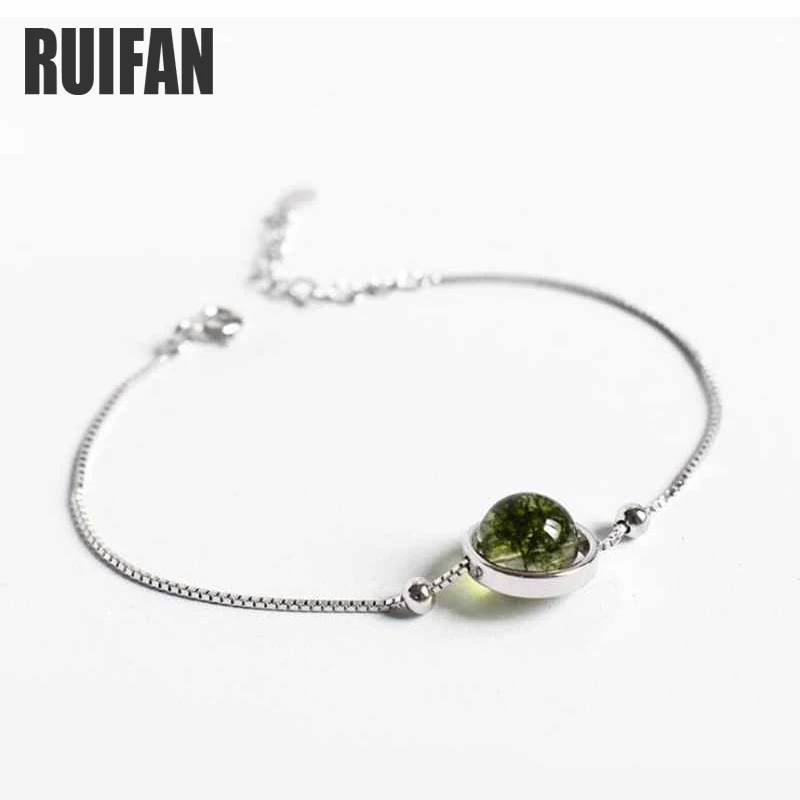 Ruifan круглый натуральный зеленый призрак камень обувь с украшением в виде