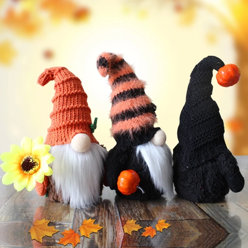 

Halloween Gnome Pumpkin Wizard Swedish Tomte Nisse Plush Handmade Home Farmhouse Kitchen Tiered Tray Decoration