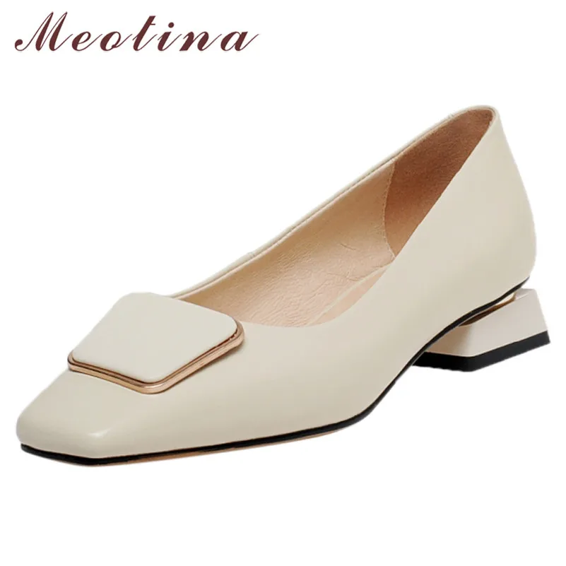 Туфли Meotina женские из натуральной кожи лоферы на толстом каблуке квадратный