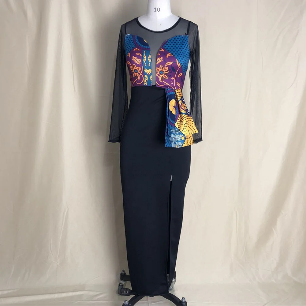 Сексуальная Иллюзия Лоскутные сетчатые вечерние платья с оборками и принтом в