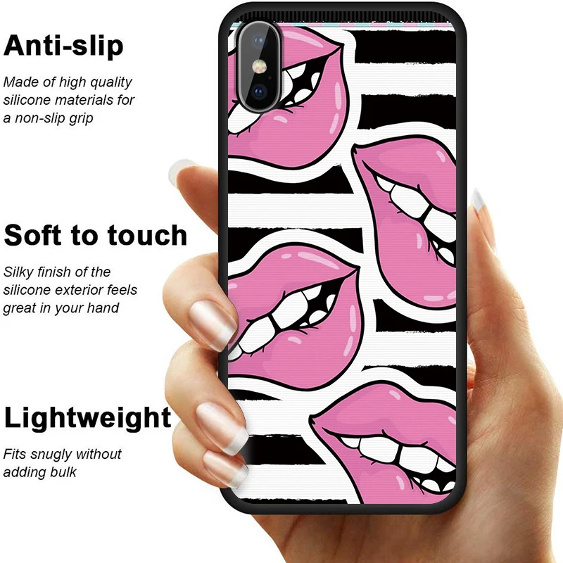 Phone Case For Huawei Honor 8c 8x 8 Lite Silicone Luxury Cover 8a 8lite 10 7x 9x Cases A X C Etui Sexy Lip | Мобильные телефоны и