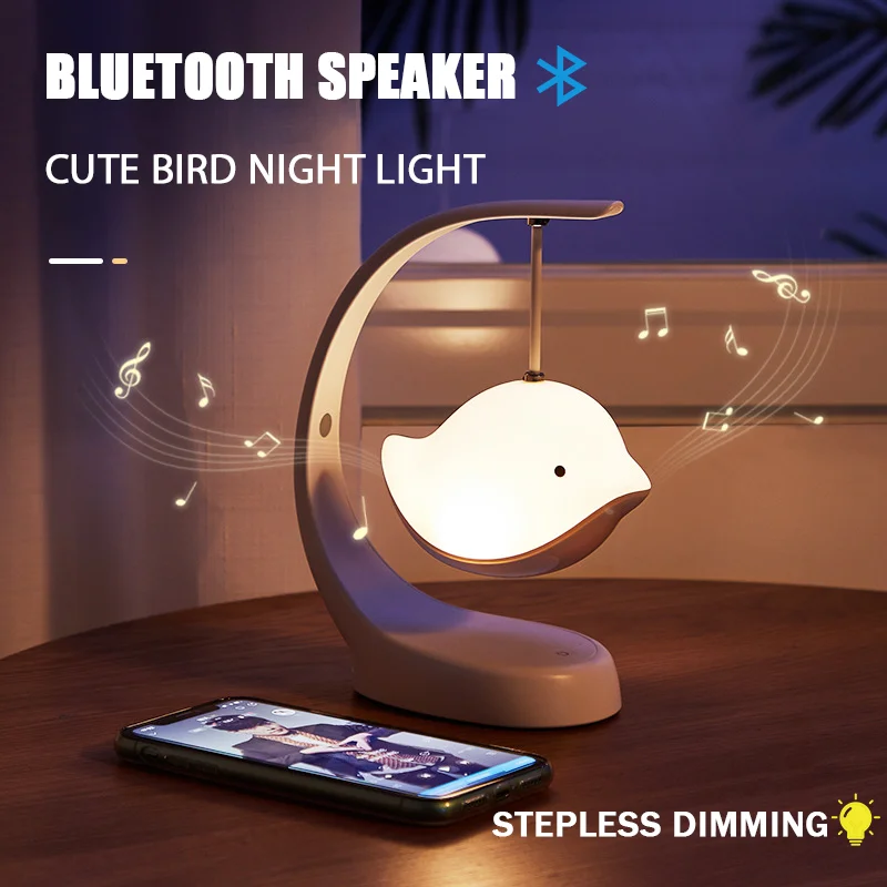 

LED Night Light Bluetooth Speaker USB Multi-Color Stepless Dimming Cute Bird Lamp For Baby Children Kids Bedroom Decoration Gift