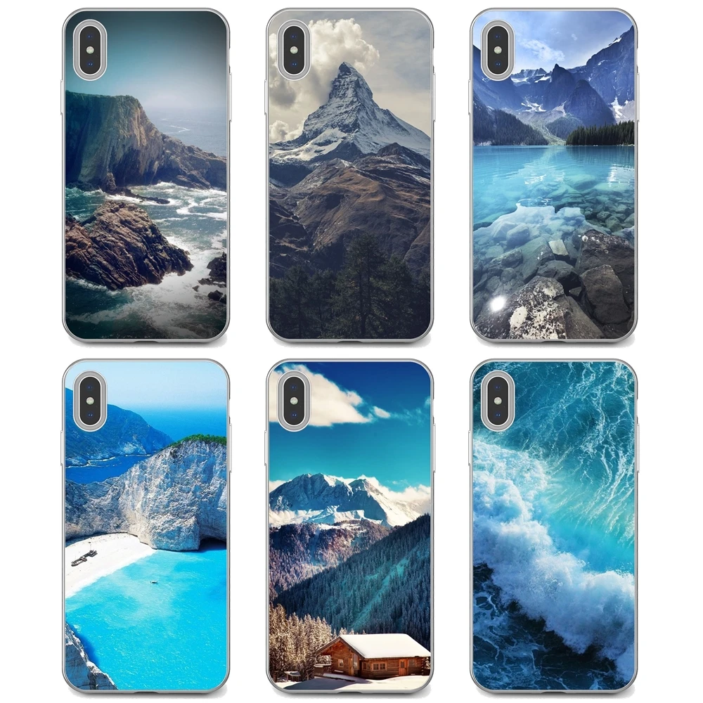 Силиконовый чехол для телефона Xiaomi mi Redmi Note 3 4 4X 5 6 7 8 8t 9 9s 9t 10 pro lite Mountain-Europe-Blue-Sea |