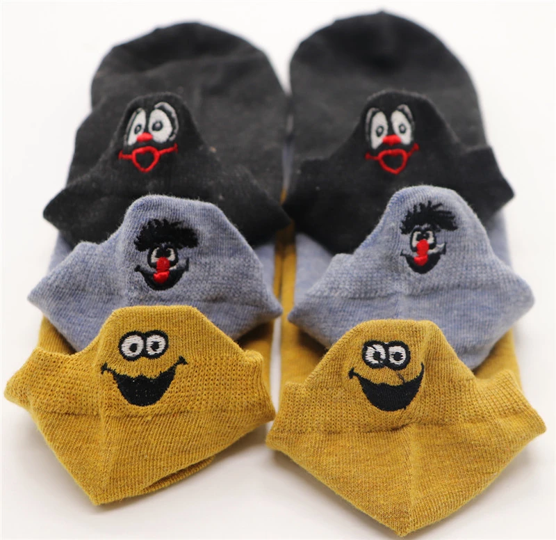 ZT 11 3PAIRS Kawaii Embroidered Expression Women Socks Happy Fashion Ankle Funny Socks Women Cotton Summer Candy Color - Цвет: ZT 11