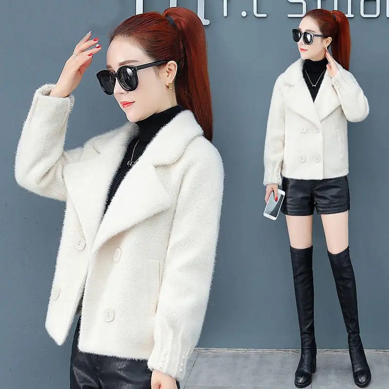 

newAutumn Women Double-Breasted Pocket Wool Blends Office Work Coats Fashion Lady Slim Long Sleeve Outerwear M266