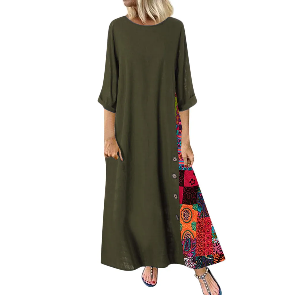 

summer Cotton Linen Dress Women Loose Plus size Print Long sleeve Dresses Boho Slim Evening Party Dress Long Maxi Dress Vestidos