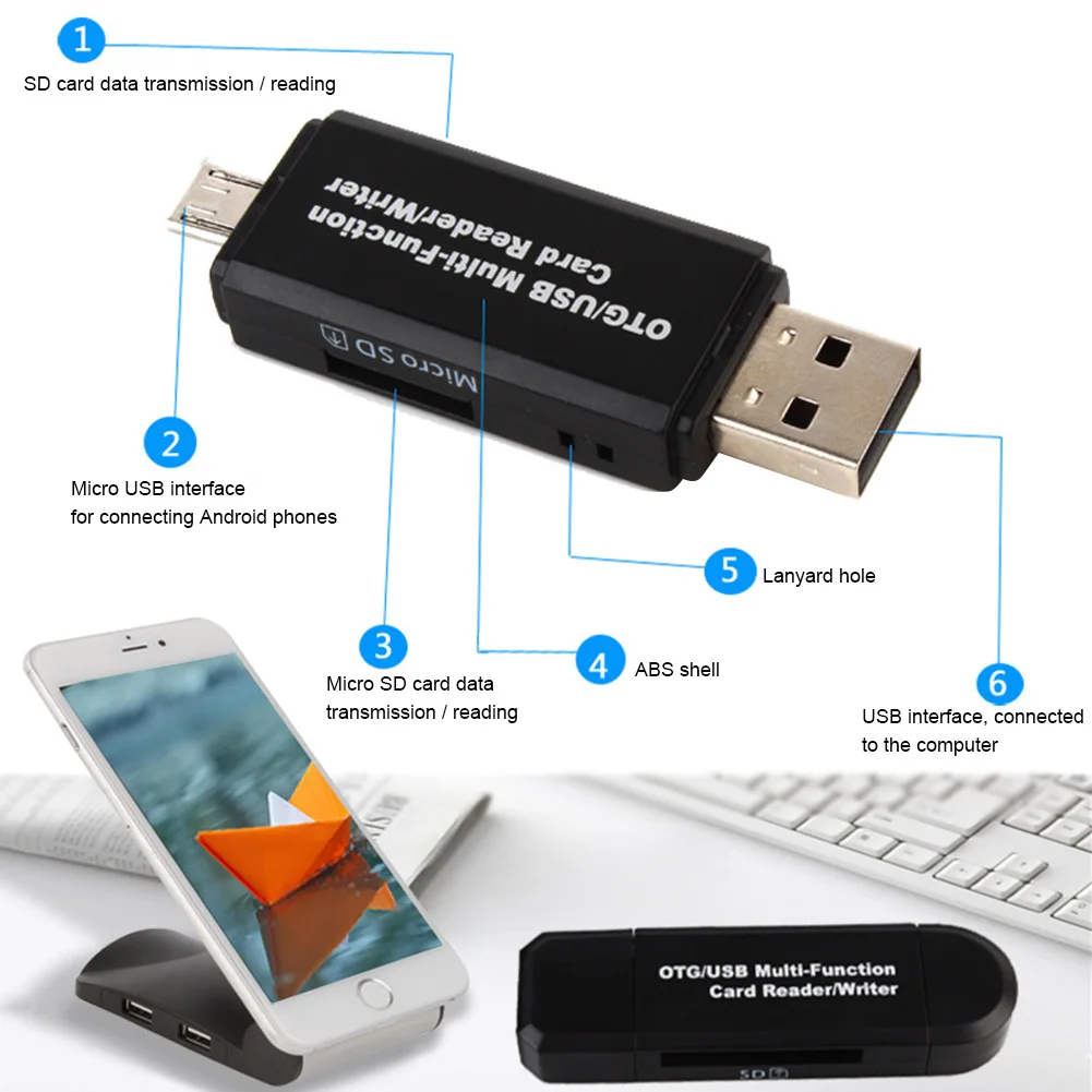 Новинка 2020 устройство для чтения SD карт Micro USB OTG на 2 0 многофункциональный адаптер