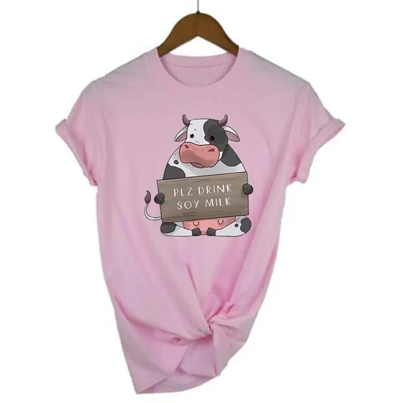 

Женская футболка с коротким рукавом и принтом в виде коровы