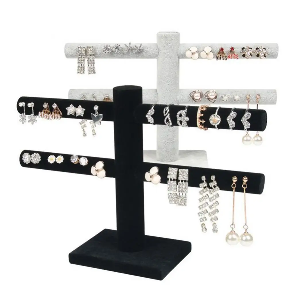 

50% Hot Sales Velvet Ear Stud Necklace Earrings Jewelry Display Holder Storage Rack Organizer