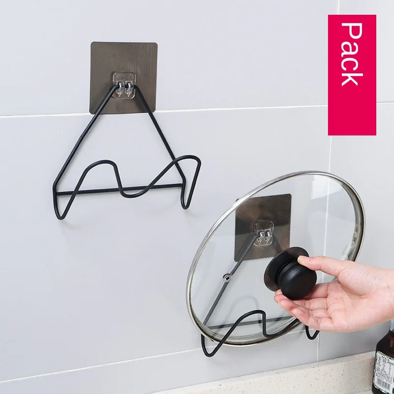 

Multifunctional pot lid storage rack for household use without perforated pot rack, seamless kitchen wall hanging rack