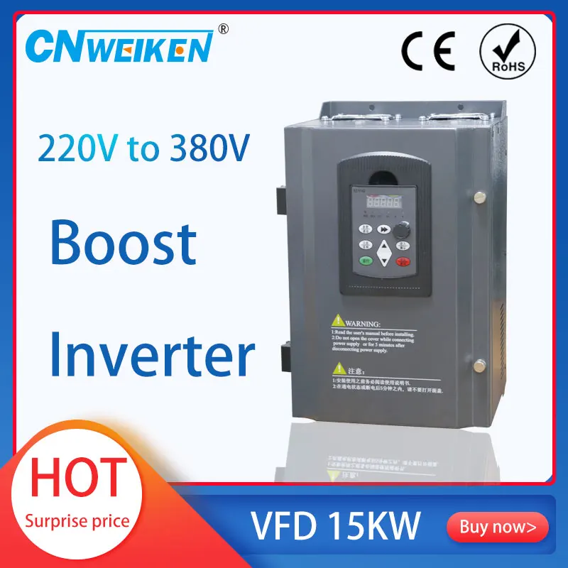 

15KW 20HP 300hz 400hz Boost VFD inverter frequency converter 1PHASE 220V in to 380V 3phase out 32A