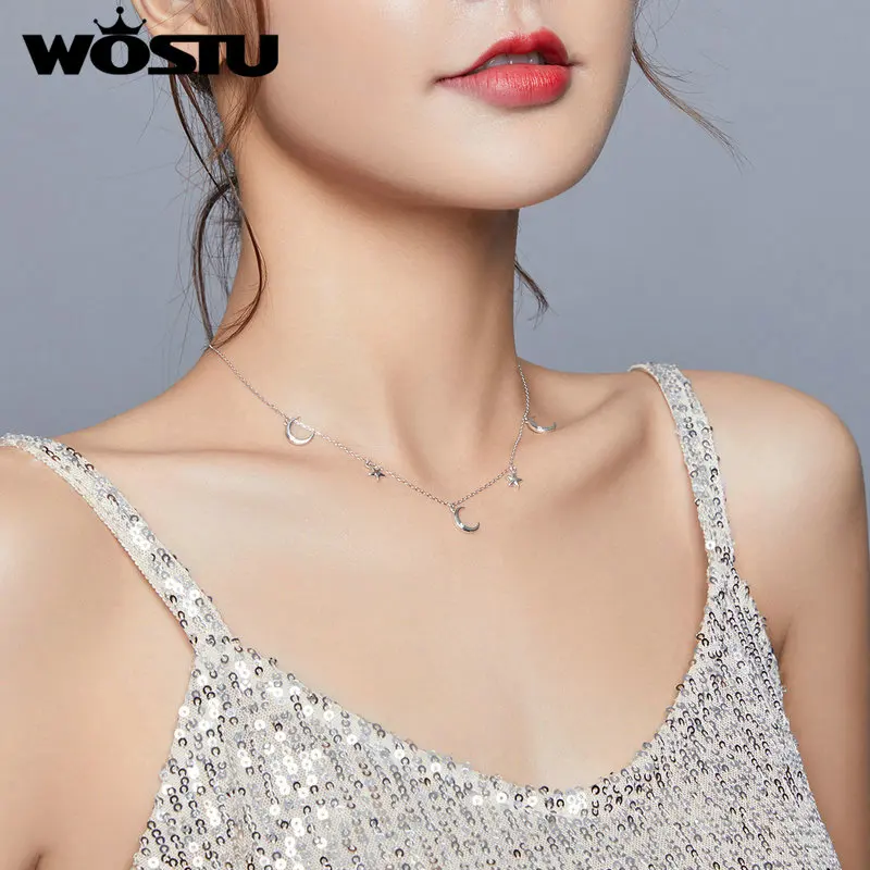 Женское Ожерелье сделай сам из серебра 925 пробы с Луной и звездами | Украшения