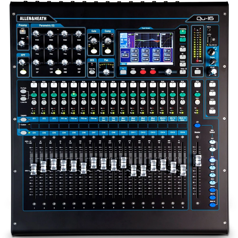 Allen &amp Heath Qu-16 16 Channels Digital Audio Mixer Chrome Edition Professional DJ Mixing Console For System | Электроника