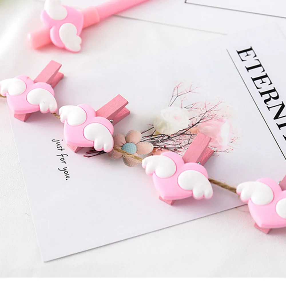 10 шт./упак. мини крылья с принтом сердце Любовь деревянный фон для