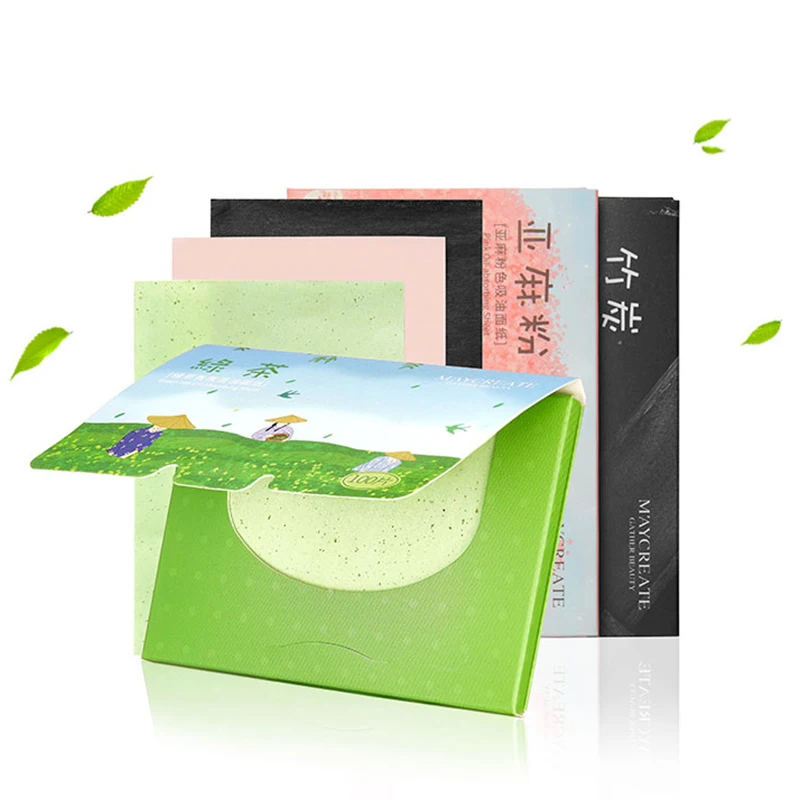 100 шт. поглощающий лист зеленого чая матча жирная для лица Матирующая ткань