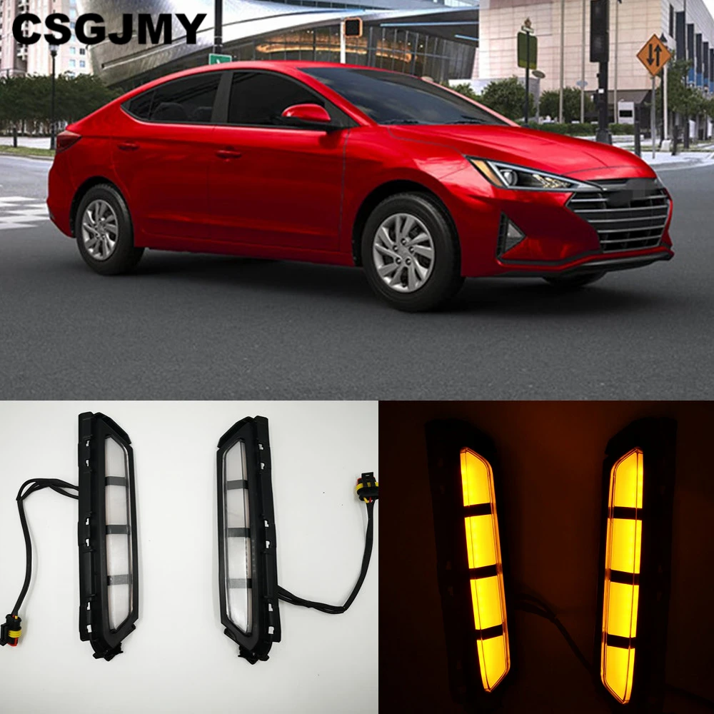 CSGJMY 2 шт. светодиодный противотуманный фонарь для Hyundai Elantra 2019 2020 DRL дневные