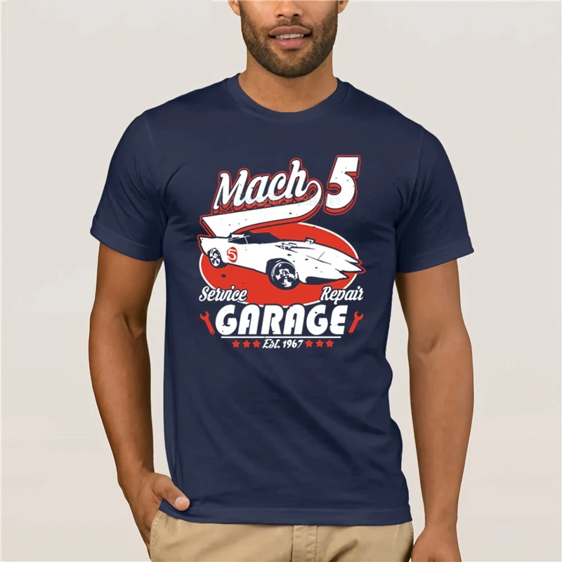 

Hot men's fun casual print T-shirt Mach 5 Garage T-Shirt casual o-neck loose summer T shirt for men