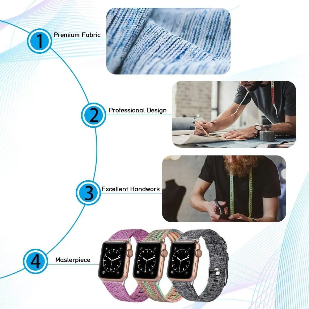 Ремешок тканевый для iwatch 5 4 44 мм 42 нейлоновый браслет наручных часов мужчин и