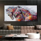 Абстрактные животные Куадрос бегущая лошадь картина маслом на холсте настенные художественные плакаты печать, Картина Настенная для гостиной домашний декор
