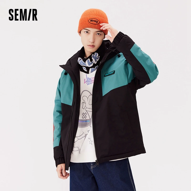 

Куртка SEMIR Мужская короткая зимняя, пуховик спортивный уличный, Толстая с капюшоном, индивидуальная строчка, 2021