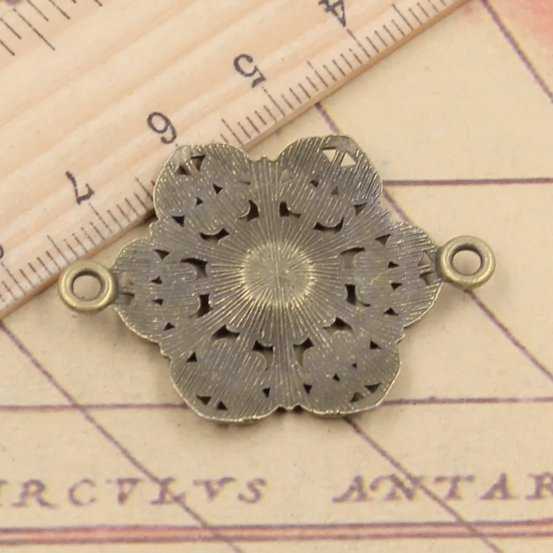 

10pcs Charms Flower Link Connector 40x28mm Tibetan Bronze Silver Color Pendants Antique Jewelry Making DIY Handmade Craft
