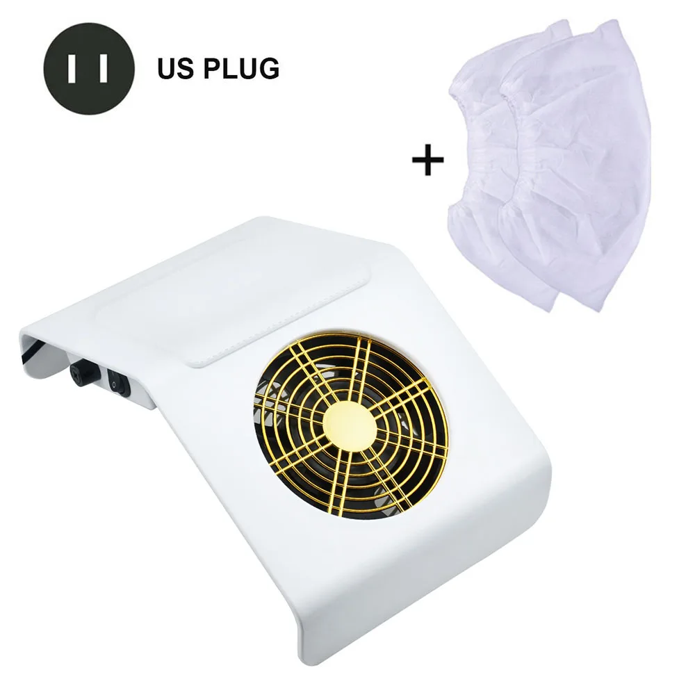 US PLUG 40 Вт Мощный вакуумный всасывающий пылесборник для ногтей, Пылезащитный фильтр, оборудование для дизайна ногтей, инструмент для маникюра и 2 мешка для сбора пыли - Цвет: US PLUG