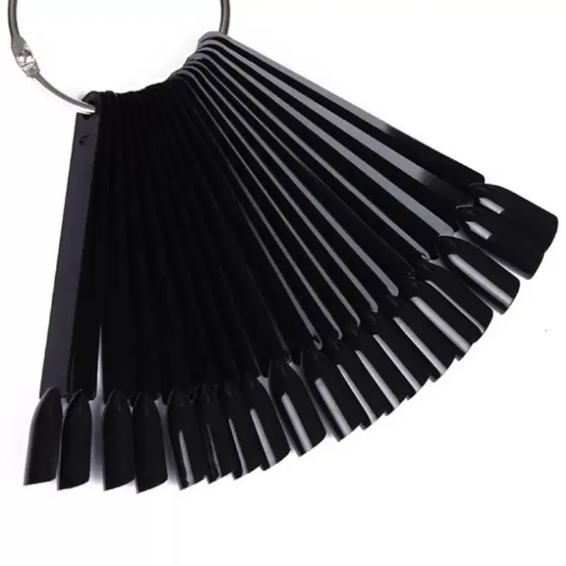 Веерообразные Типсы для нейл-арта образцы ногтей палочки белый розовый черный