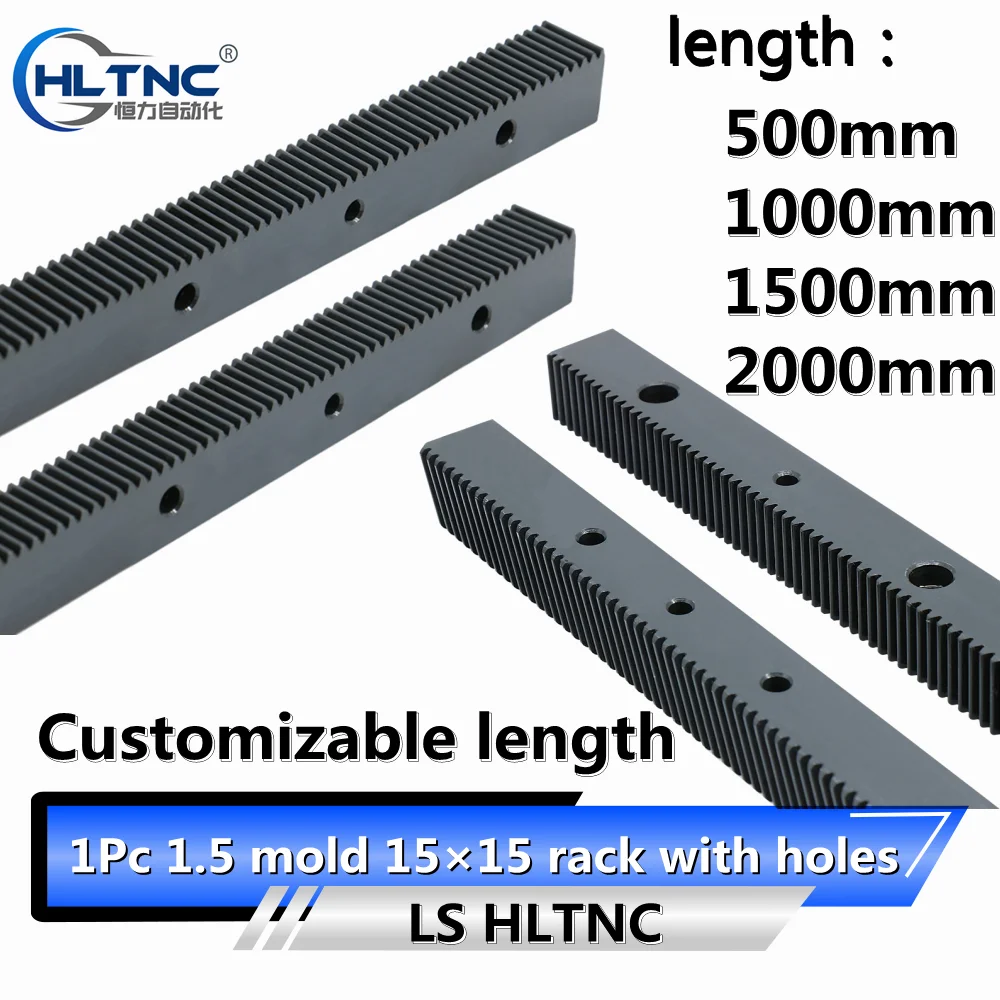 Free shipping fast deliver CNC rack 1.5Mod 15x15 500mm 1000mm 1500mm 2000mm Gear Rack Straight Toothed Spur CNC Zipper