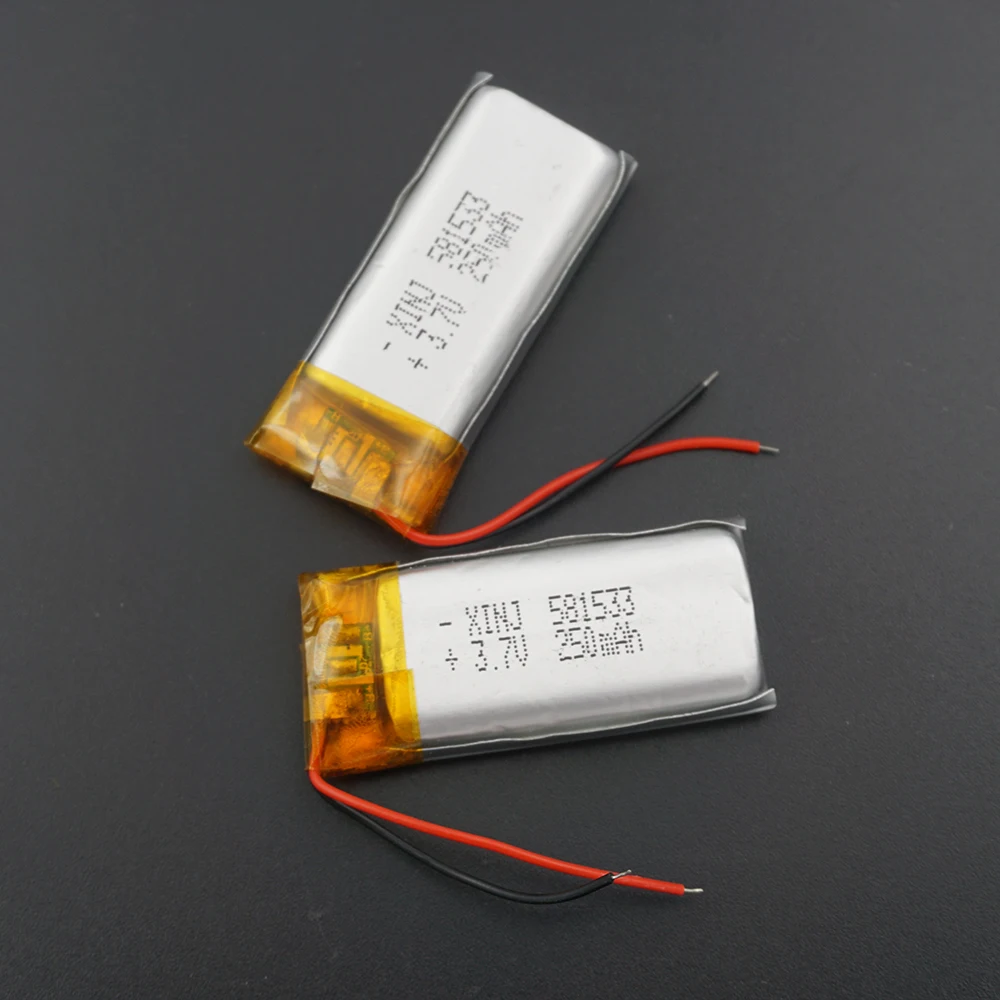 XINJ-Batería de polímero de litio recargable, pila de polímero de litio de 3,7 V y 250 mAh, celda Lipo 581533 para MP3, MP4, grabadora de conducción, bolígrafo, GPS, navegación por satélite