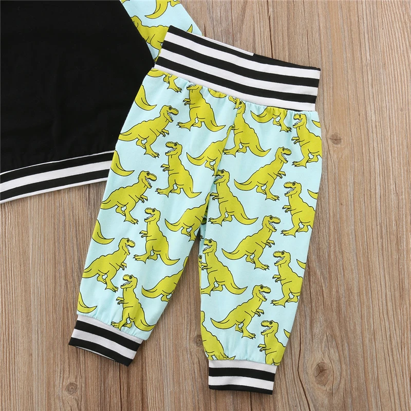 2020 new autumn baby Boy's Two Piece Set Dinosaur Pullover Hoodie for Toddlers Infant's Printed Striped Trousers casual outfit