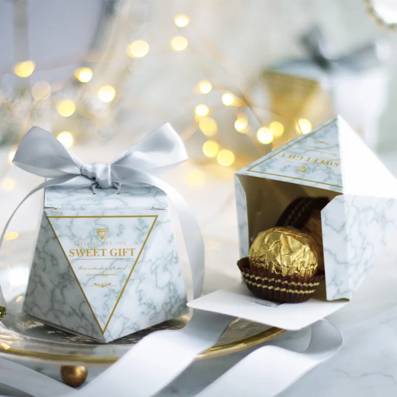 Новинка Алмазная мраморная Свадебная коробка для конфет подарочные коробки